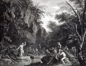 圣约翰在荒野中讲道，由约翰布朗镌刻，1768年 作者 救世主罗莎